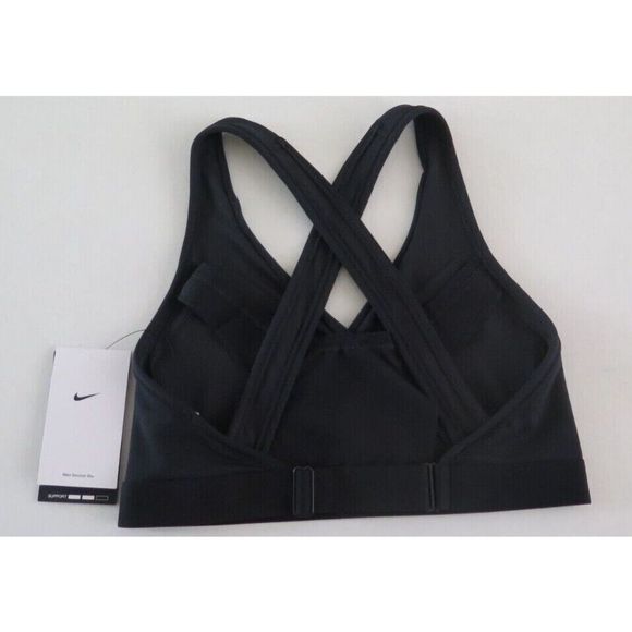 Nike CQ9289 010 Women's Sz M Black Dri-Fit Medium Support Padded Sports Bra - Picture 2 of 3